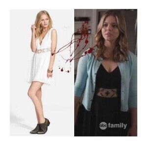 Free People Dress white a-line medium sleeveless tiered back tie‎ crochet waist